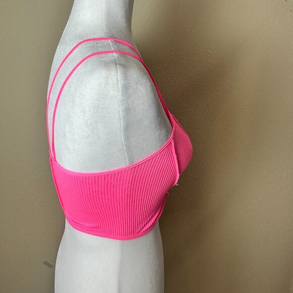 Out From Under for URBAN OUTFITTERS Hot Neon Pink Ribbed Bralette Top Size XS/S - Picture 7 of 10